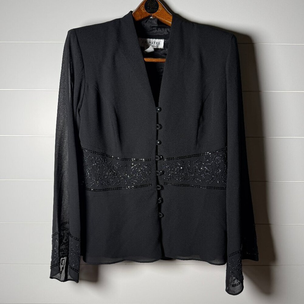 J.R. Nites By Caliendo 2pcs Formal Gown Set Embellished Jacket & Skirt Black  14